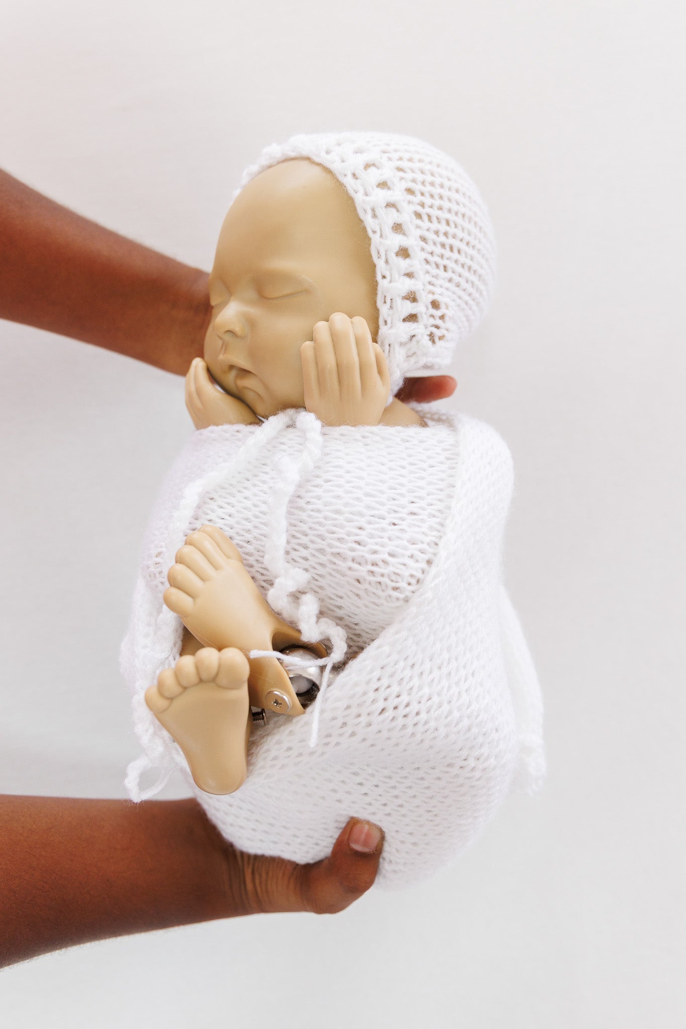 Knit Wrap + Bonnet - White