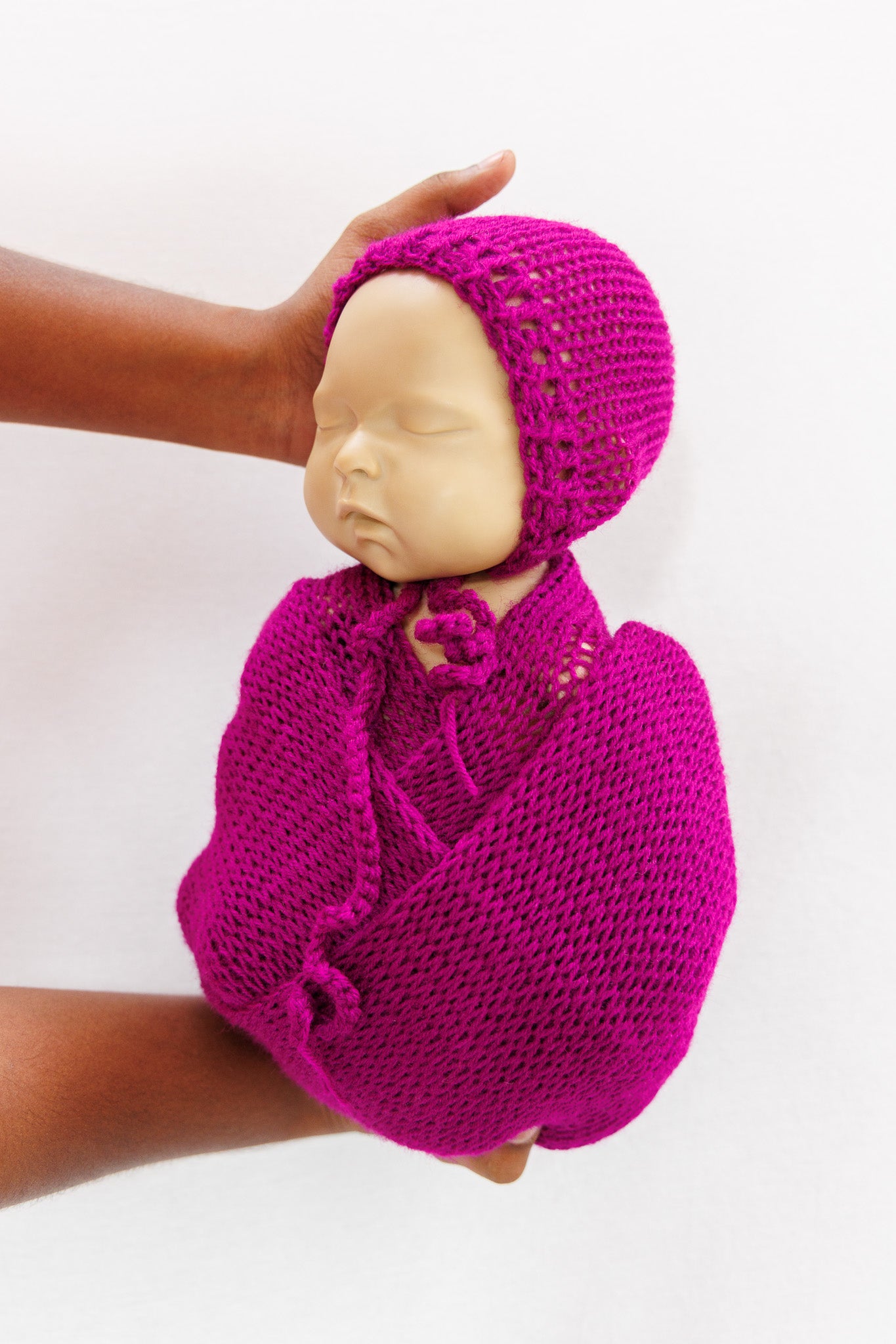 Knit Wrap + Bonnet - Purple