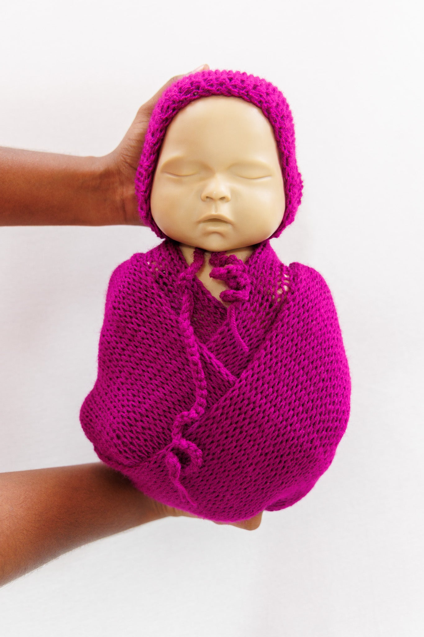 Knit Wrap + Bonnet - Purple