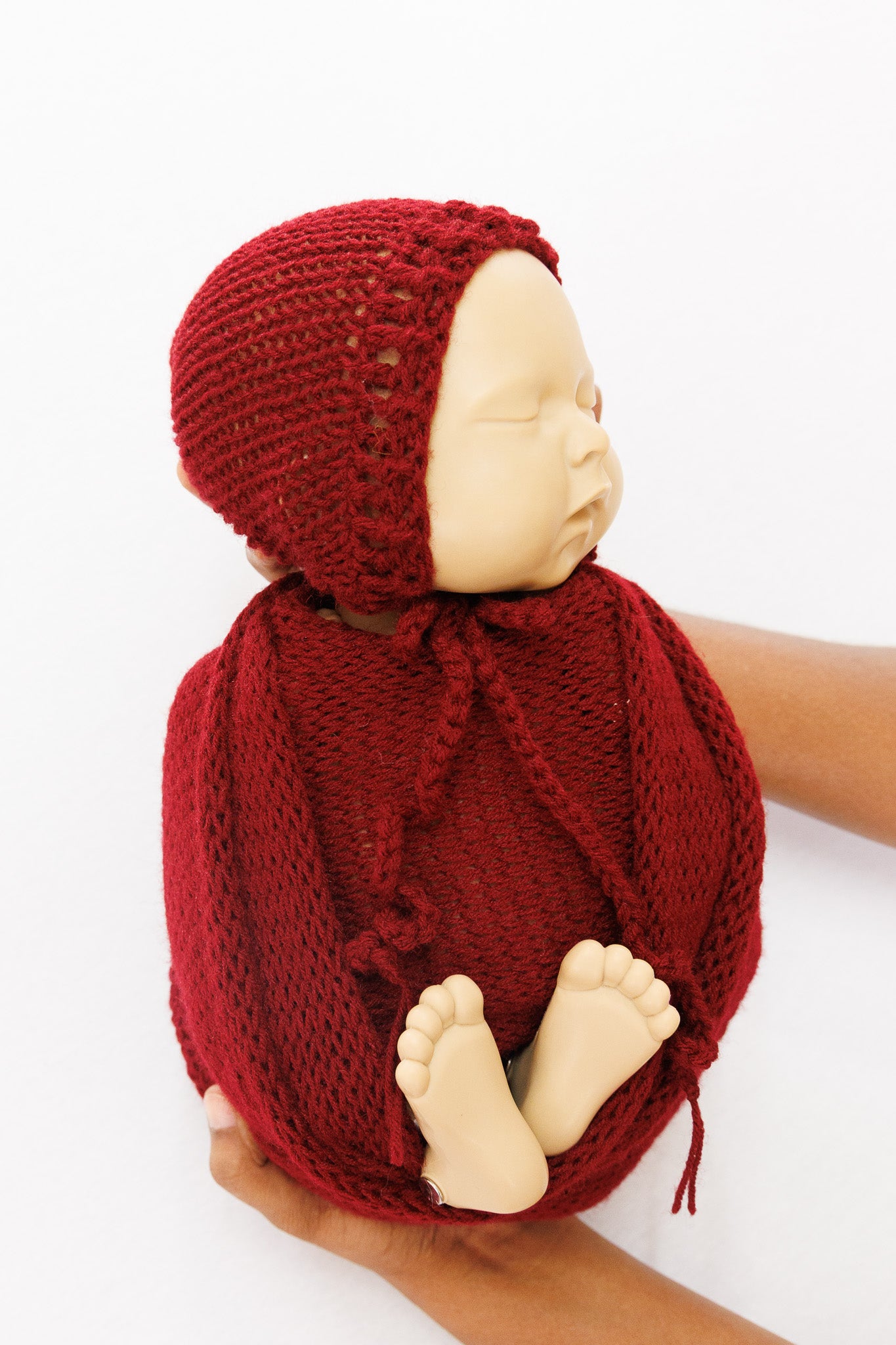Knit Wrap + Bonnet - Burgundy