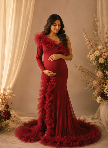 Ahira Gown - Burgundy