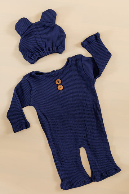 Navy Teddy Romper