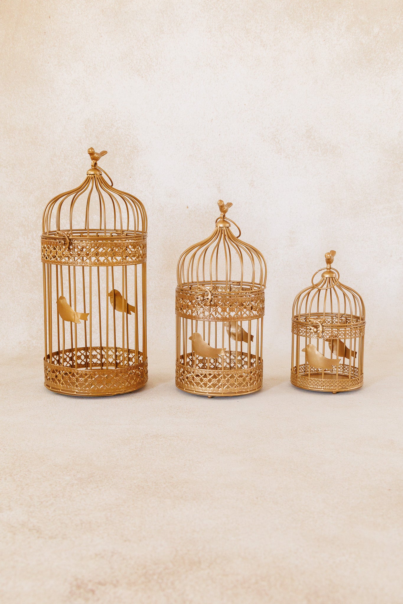 Bird cage Gold - set of 3