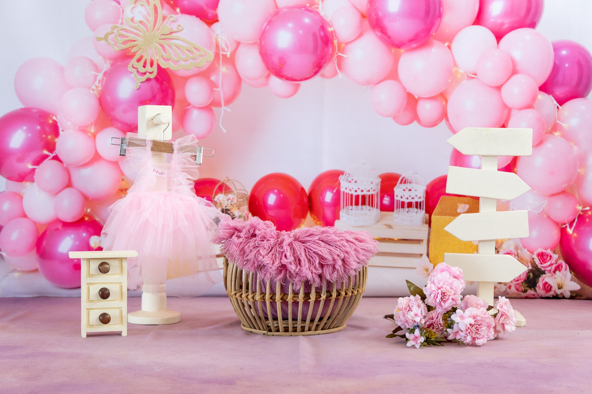 Pink Butterfly Balloons Theme