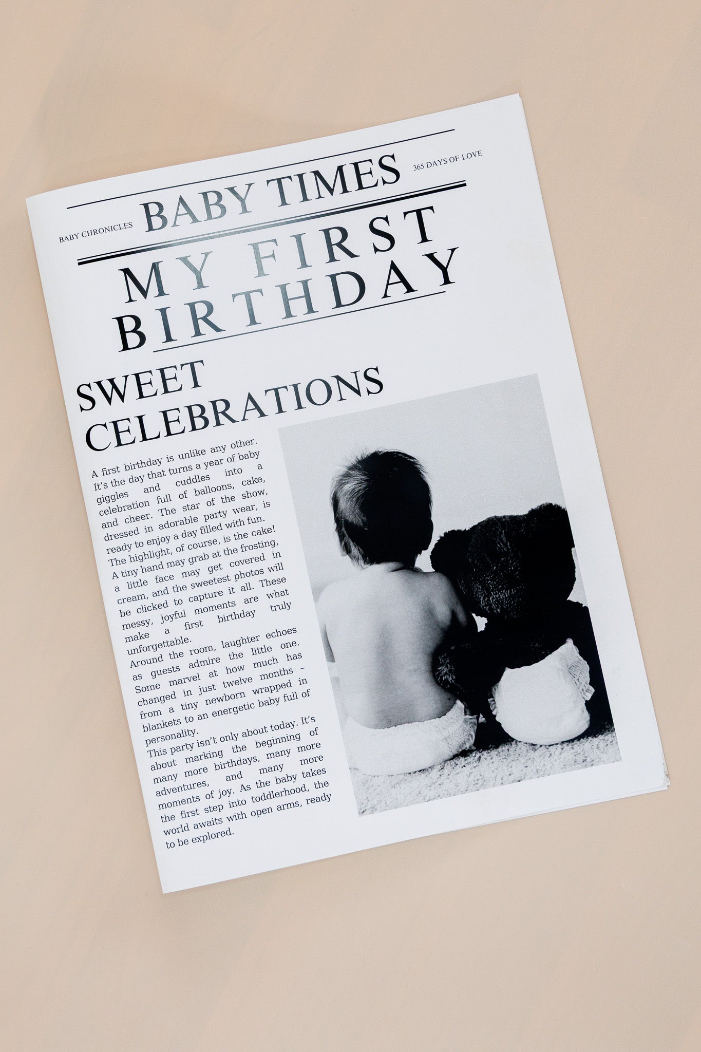 Newspaper- First birthday