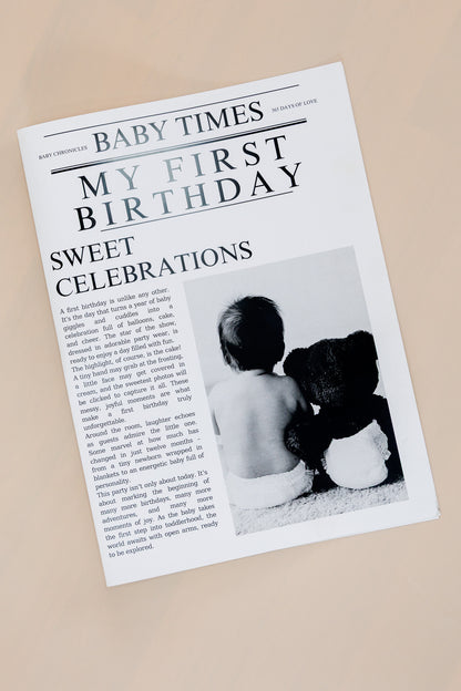 Newspaper- First birthday