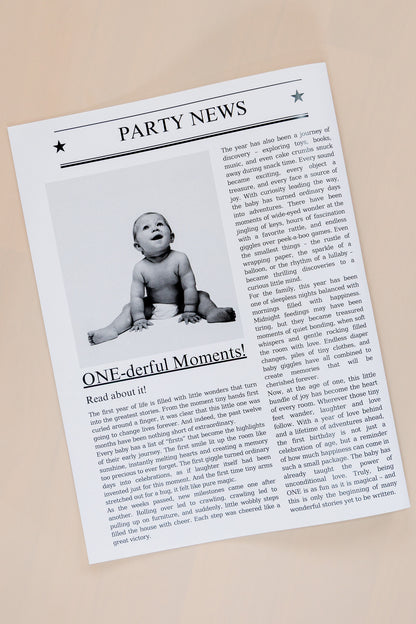 Newspaper- First birthday