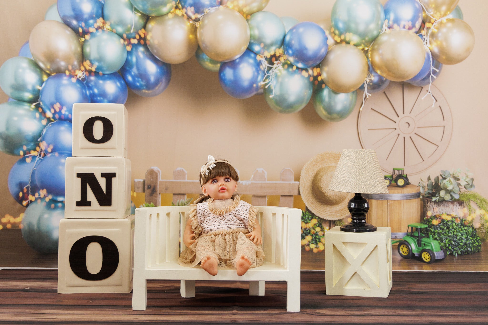 Blue Gold Balloons Theme Type 3