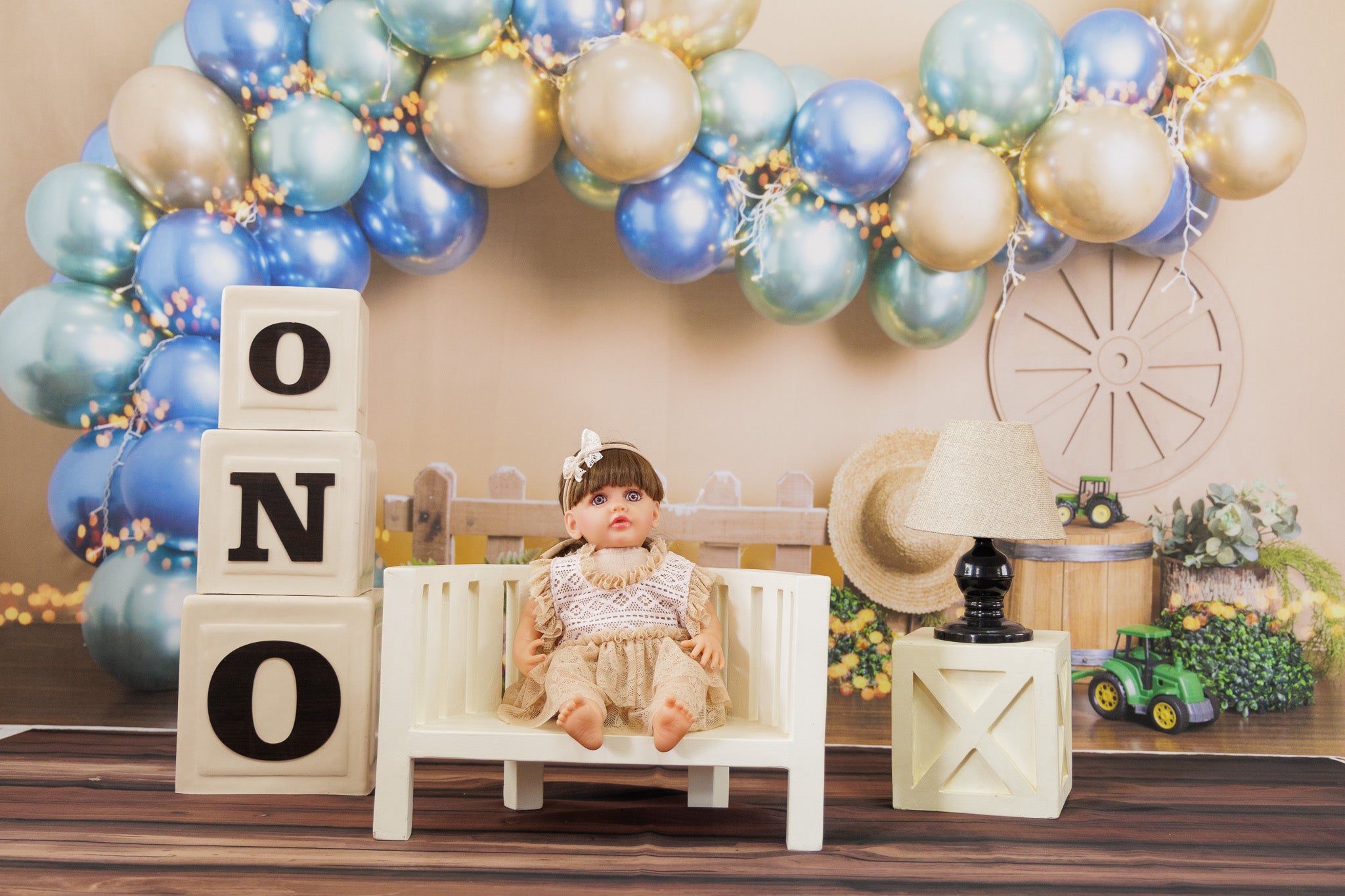 Blue Gold Balloons Theme Type 3