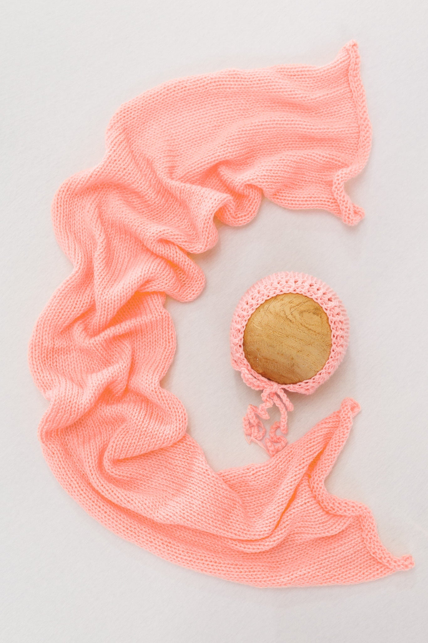 Knit Wrap + Bonnet - Peach