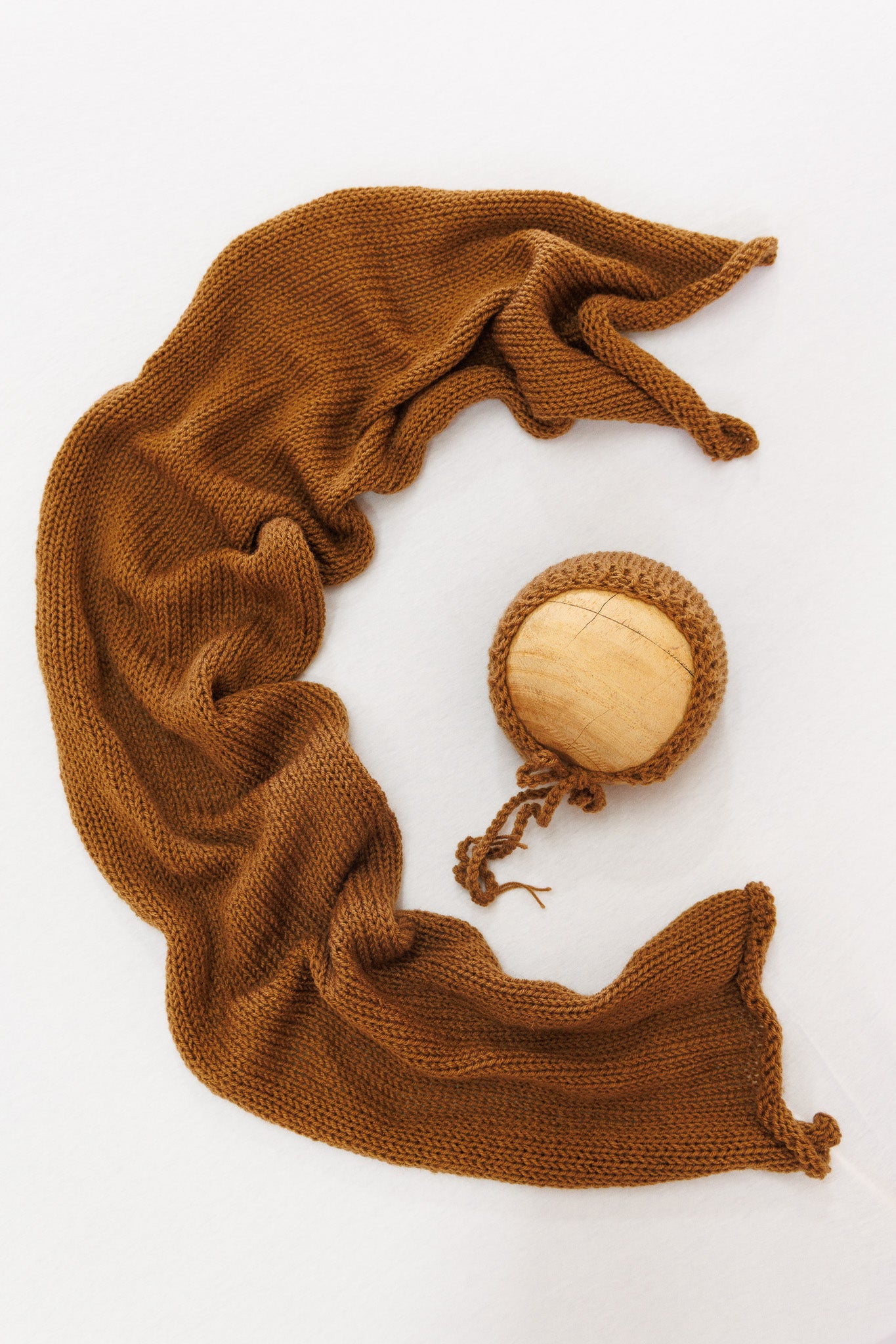 Knit Wrap + Bonnet - Brown