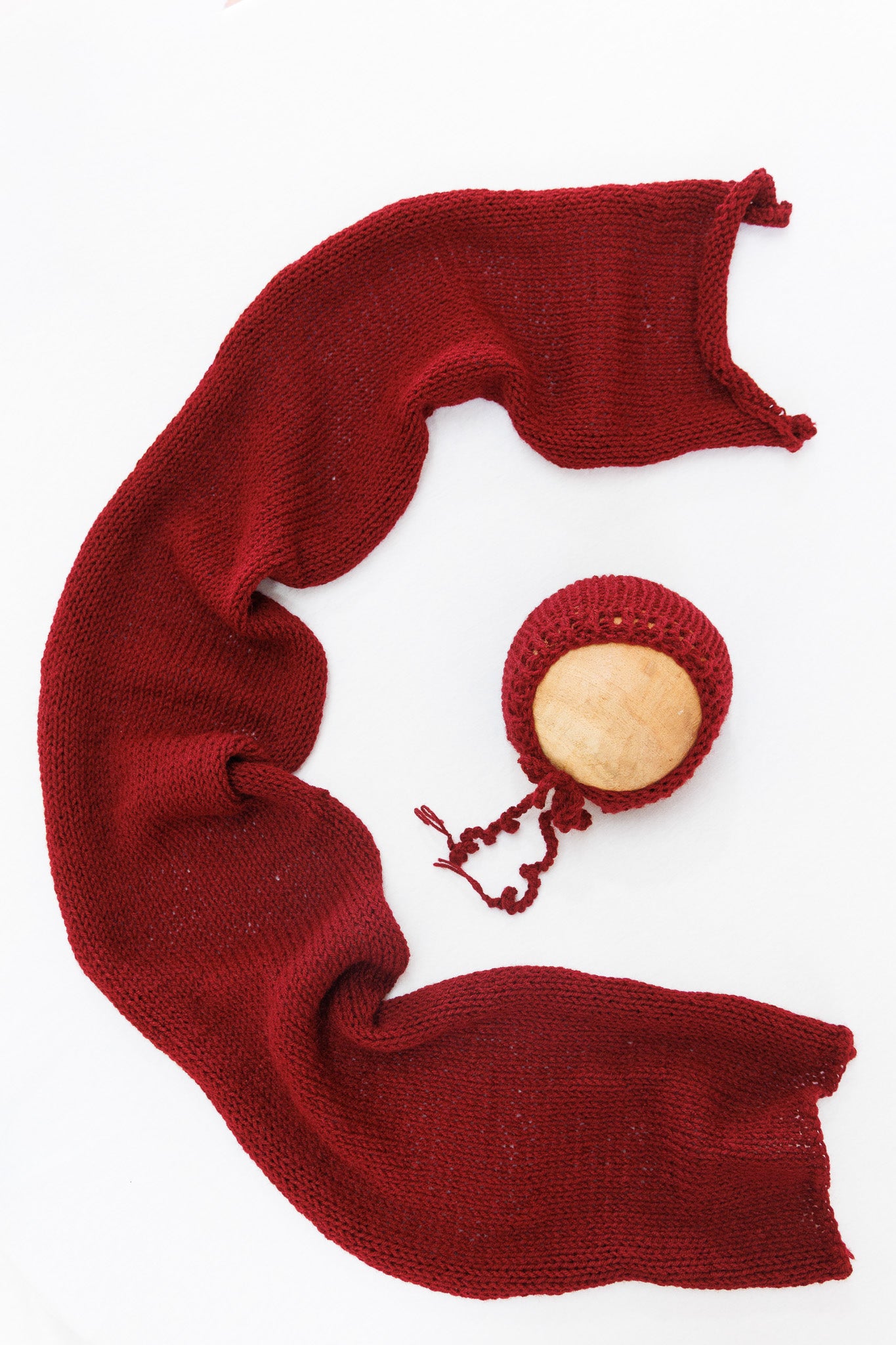 Knit Wrap + Bonnet - Burgundy