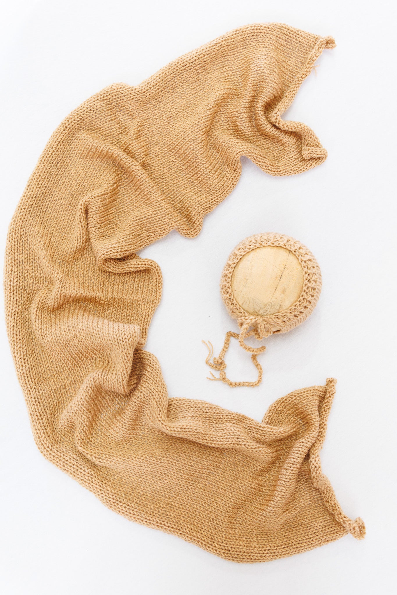 Knit Wrap + Bonnet - Beige