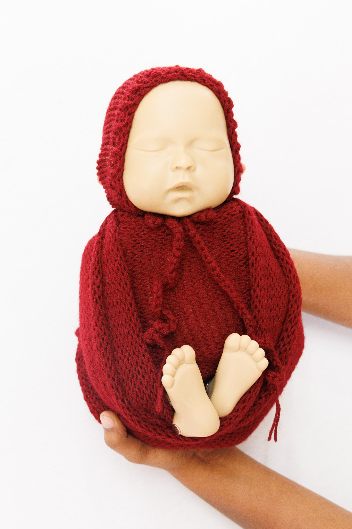 Knit Wrap + Bonnet - Burgundy