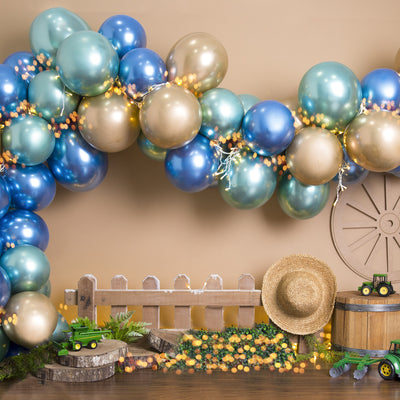 RTS Blue Gold Balloons 5X8 ft. Fabric