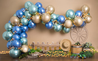 RTS Blue Gold Balloons 5X8 ft. Fabric