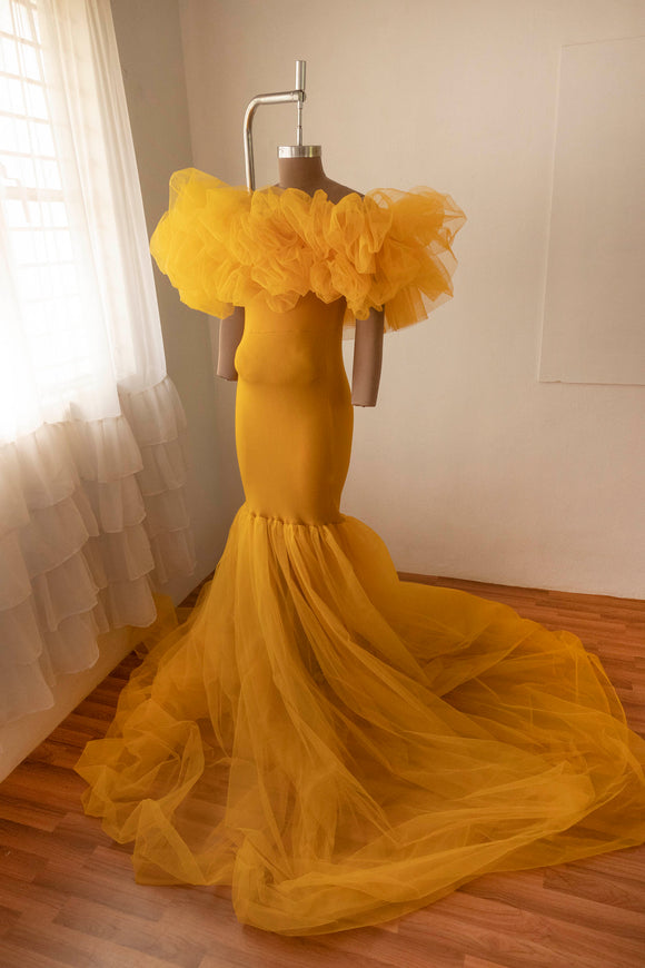 Cotton Candy Gown- Mustard