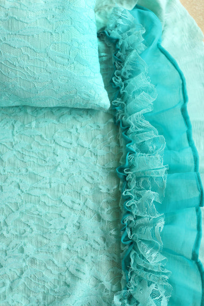 Lace Mattress Cover - Blue