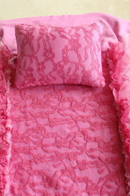 Lace Mattress Cover - Pink