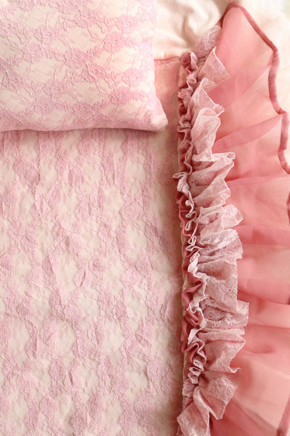 Lace Mattress Cover - Dusty Pink