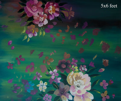 Jade roses 5x8 Ft - Fabric