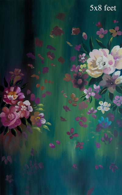 Jade roses 5x8 Ft - Fabric