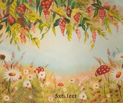 Mushroom Field - 5x8 FT - Fabric
