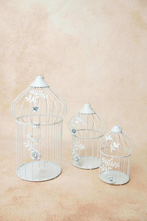 Bird cage White - set of 3