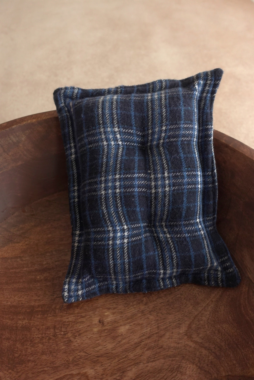 Blue plaid pillow