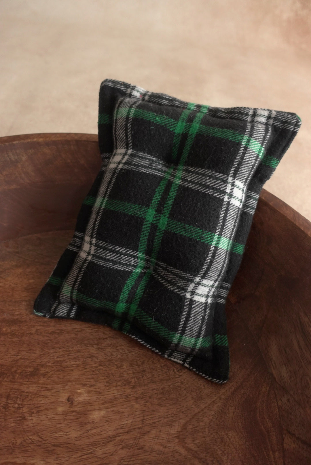 Green plaid pillow